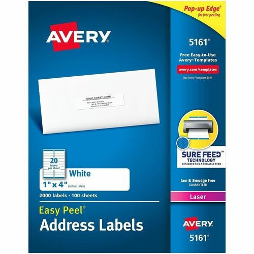 AVERY Avery AVE5161 White Laser Address Labels 1x4 in Box 2000
