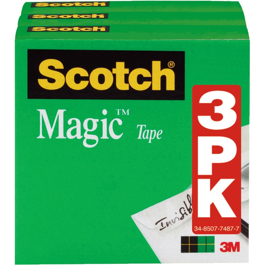 3M 3M MMM810H3BD 1/2 inchesW Magic Tape 36 yd (4 Bundle, 3 per Pack) 810H3BD