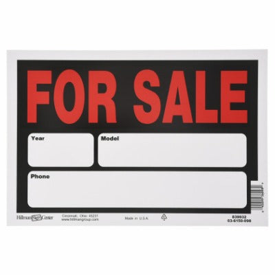 HILLMAN Hillman Fasteners 839932 for Sale Sign 8x12 Inches 6 Pack
