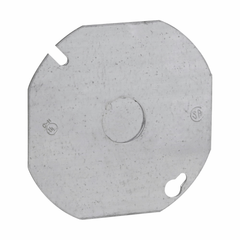 Crouse-Hinds TP328 Octagon Box Cover 4 in Steel Flat with 1/2 KO