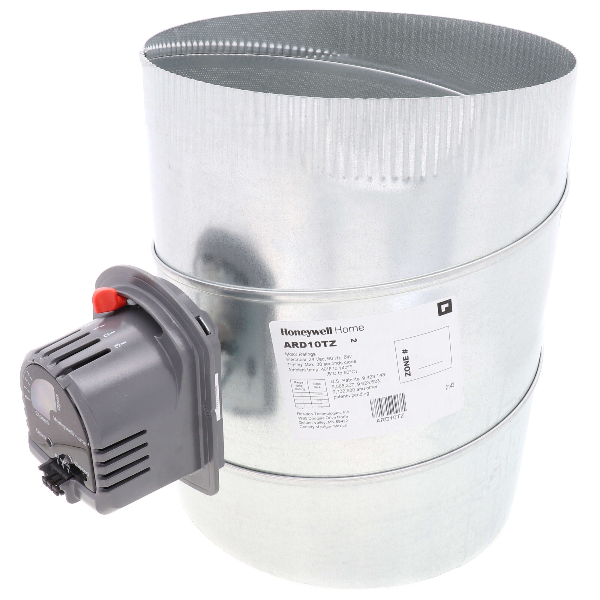 HONEYWELL HOME Honeywell Home ARD10TZ 10 in Round Automatic TrueZONE Damper 24V (10 in) ARD10