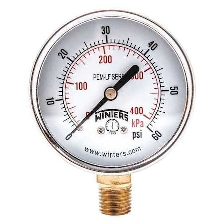 WINTERS Winters PEM213LF Pressure Gauge 2.5 in Dial