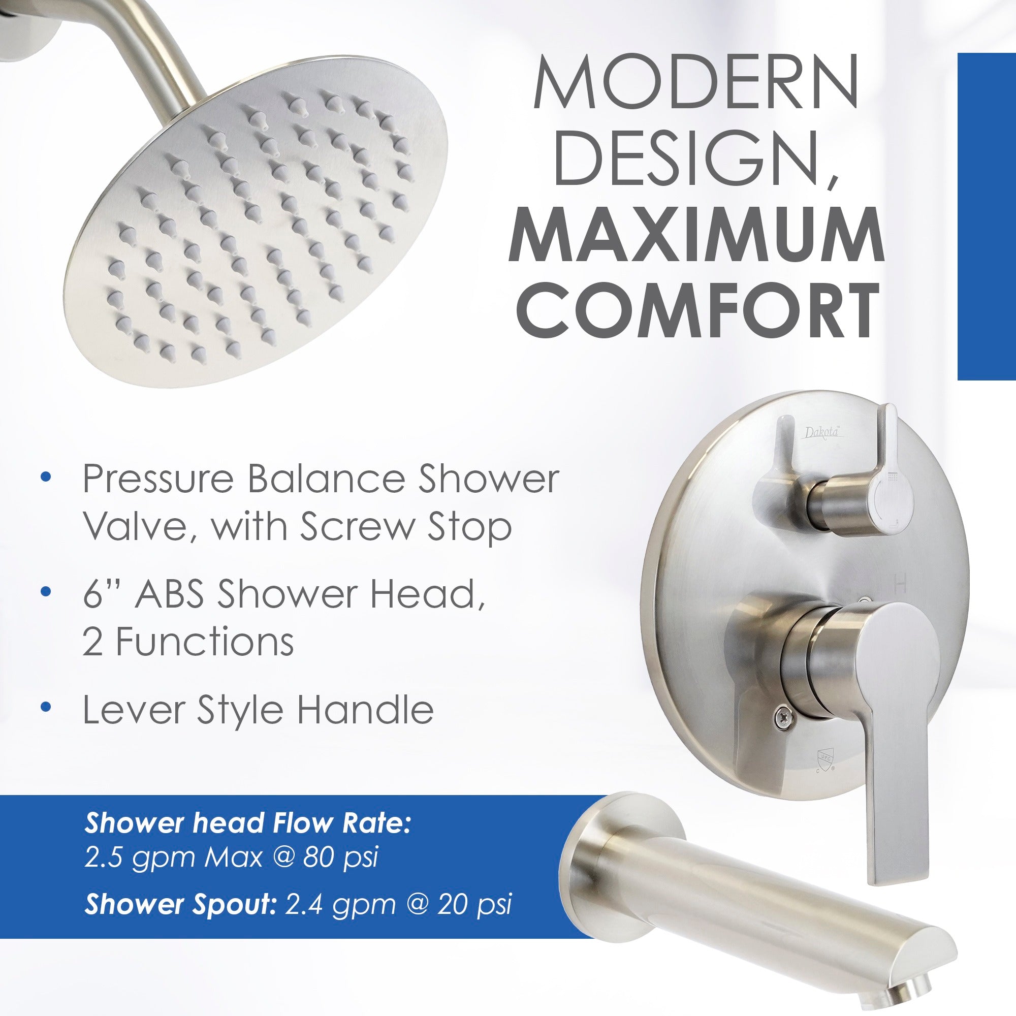 DAKOTA Dakota Plumbing Products DSF-30BTS00CR Tub Shower Set Chrome