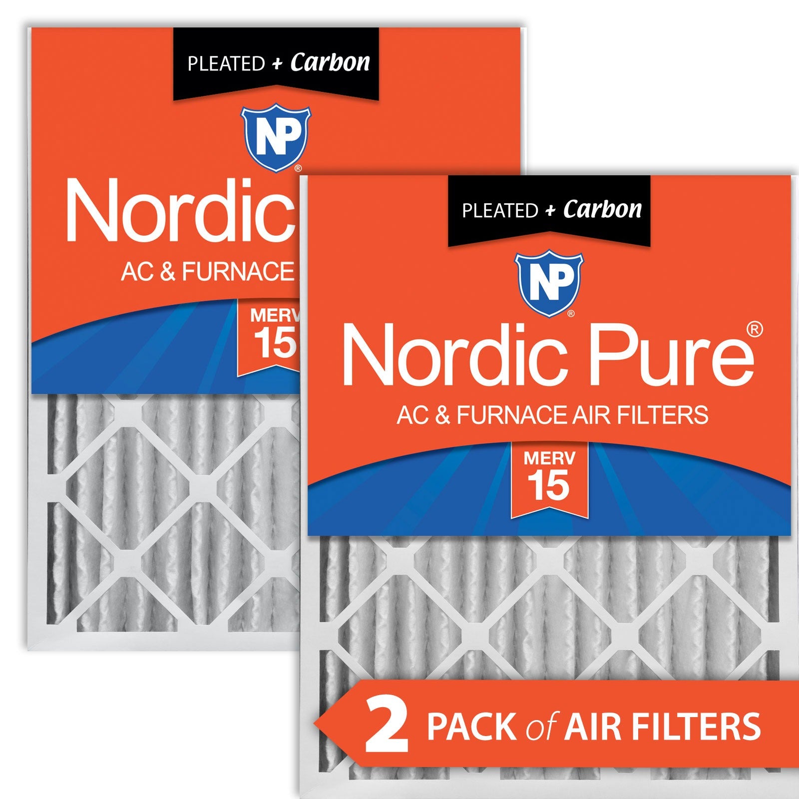 NORDIC PURE Nordic Pure 18x24x4M15+C-2 Merv 15 Plus Carbon Filter 2pk