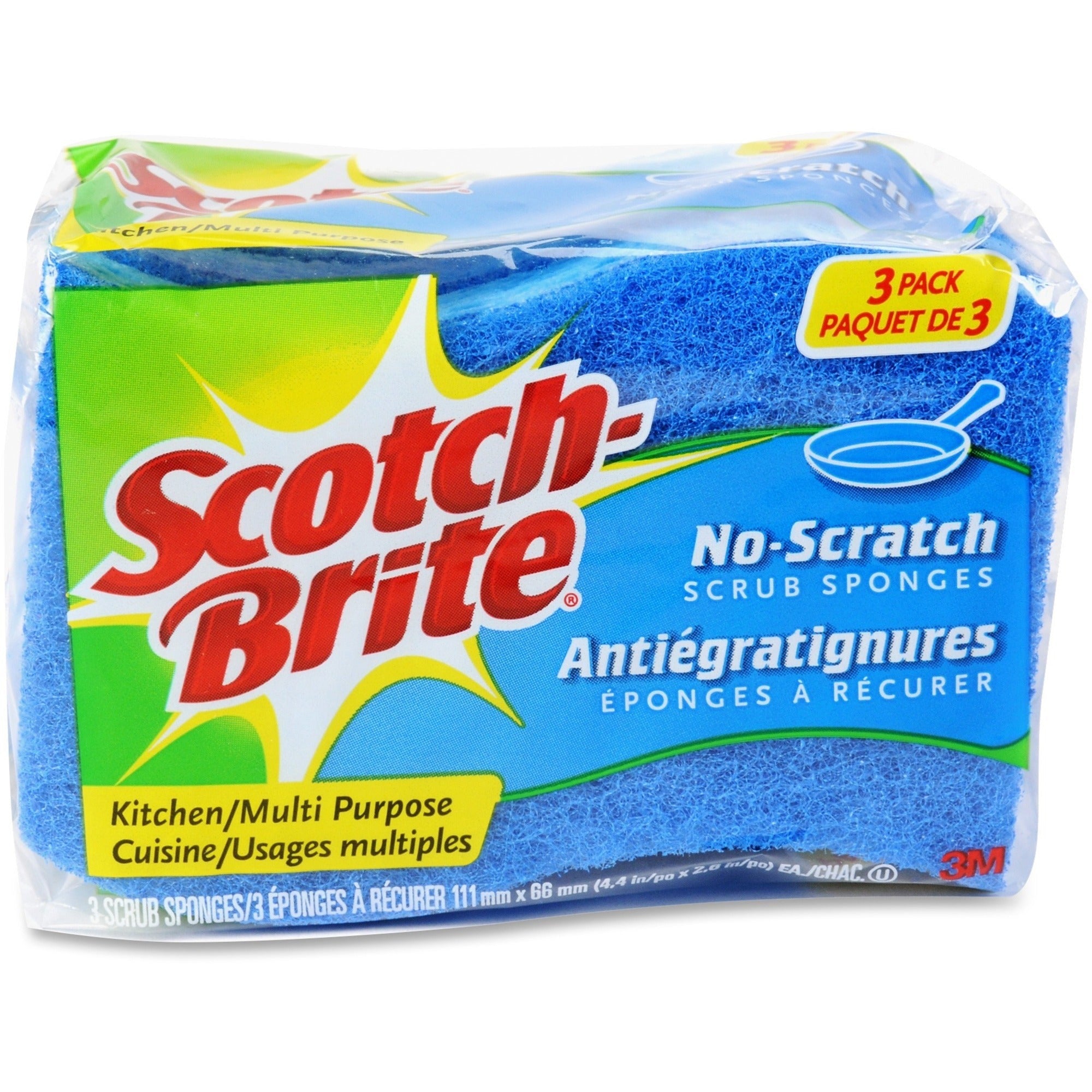 3M 3M MMMMP3CT Scotch-Brite No Scratch Scrub Sponges (3/Pack, 8/Carton)