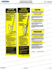 Werner LAE100 Aluminum Extension Ladders Safety Labels