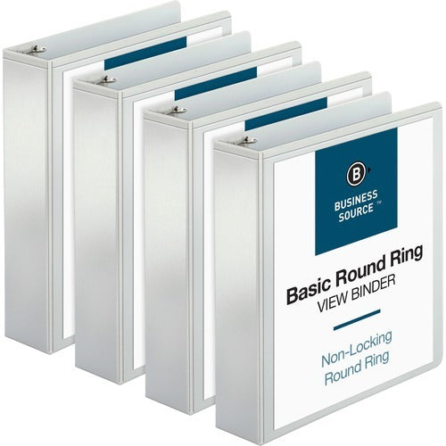 BUSINESS SOURCE Business Source BSN09957BD 2 Inch Round Ring Binder White 4-pack