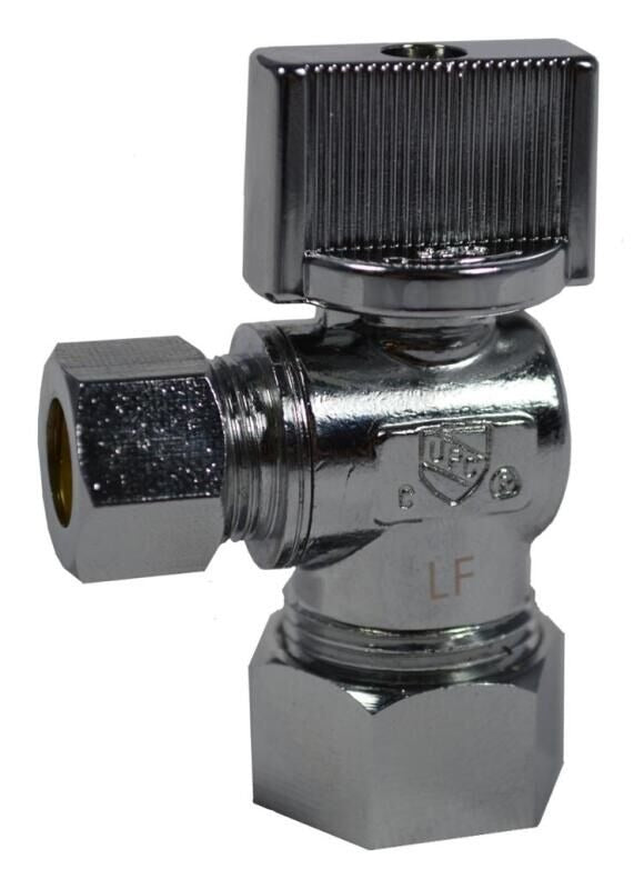HYDRAPRO Hydrapro H49000 HPQTLFCOMPAS Quarter Turn Angle Supply Stop (5/8 in OD x 3/8 in OD Compression x Compression)