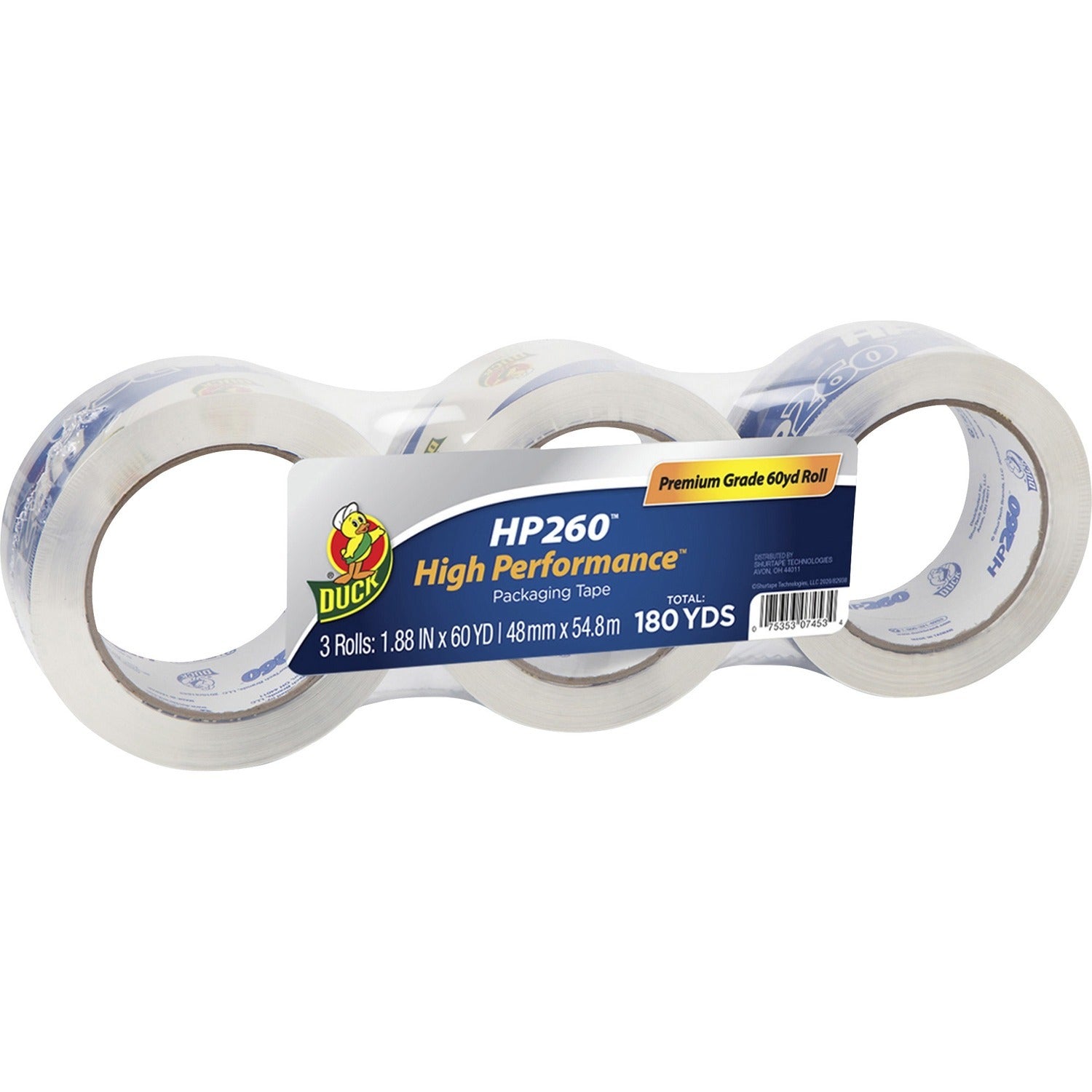 DUCK Duck DUC655074 HP260 Packaging Tape 3 Pack (60 yd x 1.88 in)