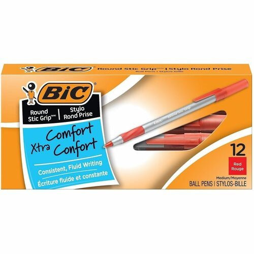 BIC Bic BICGSMG11RD Round Stick Ballpoint Pen Red Dozen