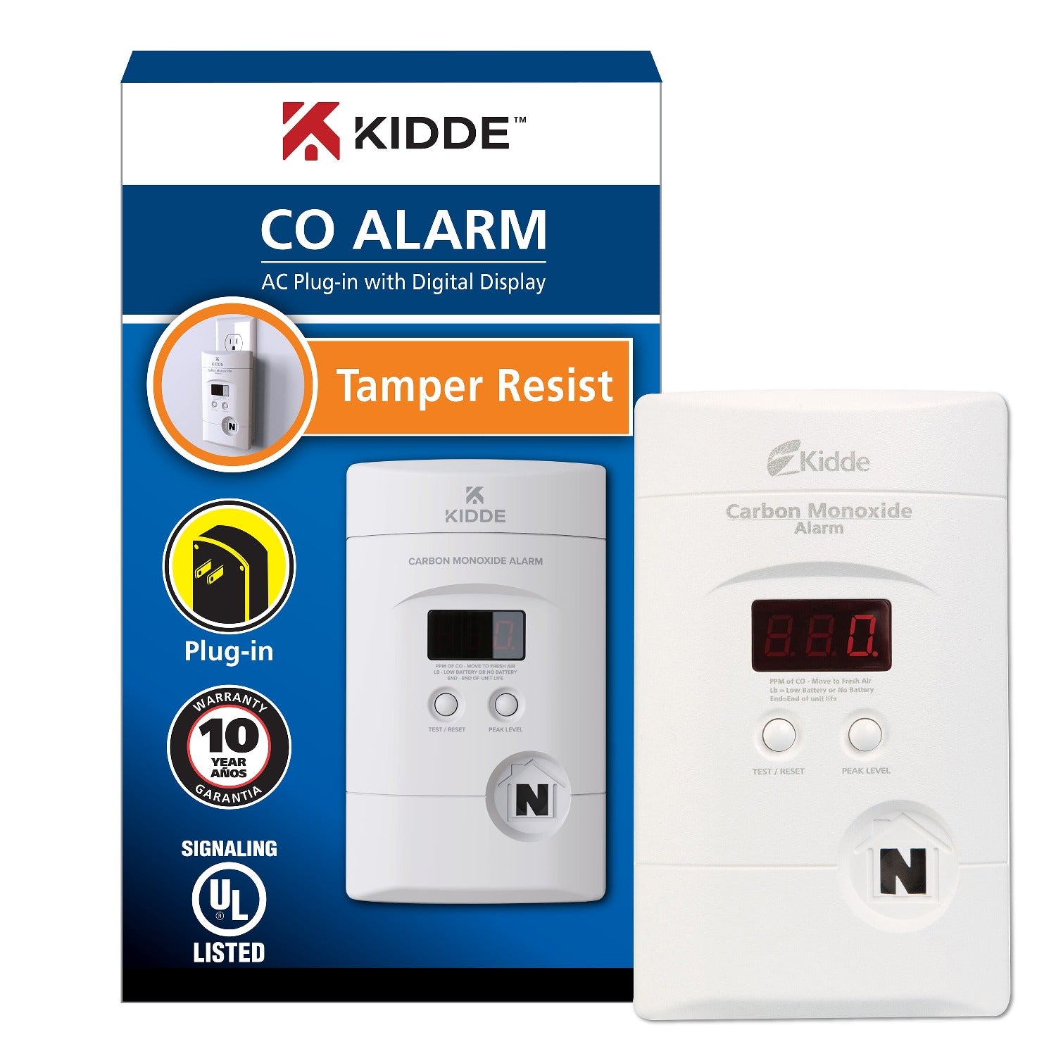 KIDDE Kidde KN-COPP-3 Direct Plug-In AC/DC CO Alarm 120 VAC with 9V Battery Backup (1 Each) KN-COP-DP-10YL