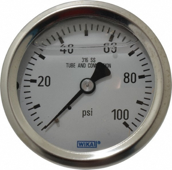 WIKA Wika 9833247 Pressure Gauge 0-100 Psi 2.5in Dial Npt