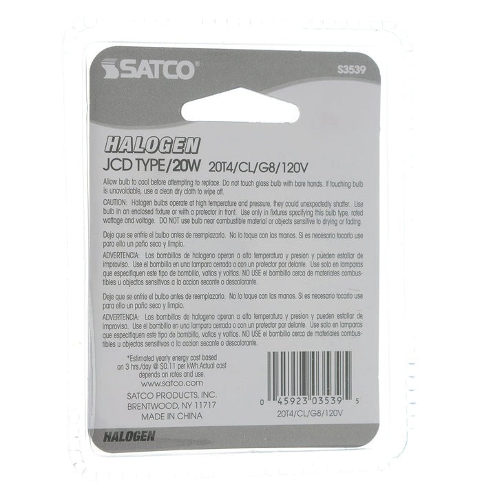SATCO-NUVO Satco-Nuvo S3539 T4 Halogen Lamp 20W (Carded G8 Base 120V)
