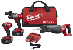 Milwaukee 2997-23 M18 Fuel 3-Tool Combo Kit Includes Hammer Drill Impact Driver and Sawzall Reciprocating Saw