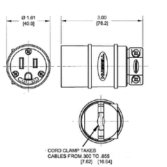 Hubbell HBL1547 15 Amp 125 Volt 2-Pole 3-Wire NEMA 5-15R Yellow Straight Blade Connector