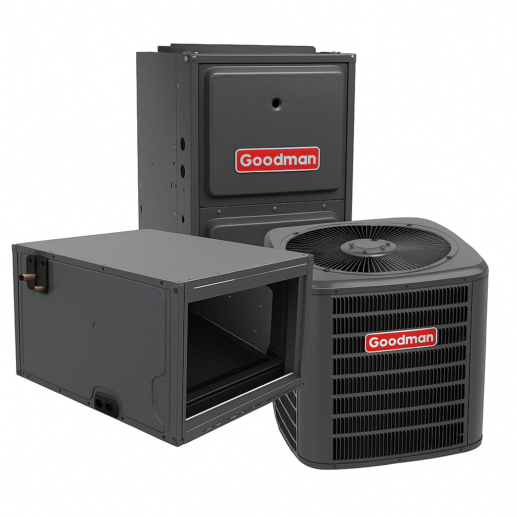GOODMAN GOODMAN GLXS4BA1810+CHPTA2426B3+GR9T800403AN 2.5 Ton Air Conditioner, Coil System, Furnance Horizontal Flow - R-32