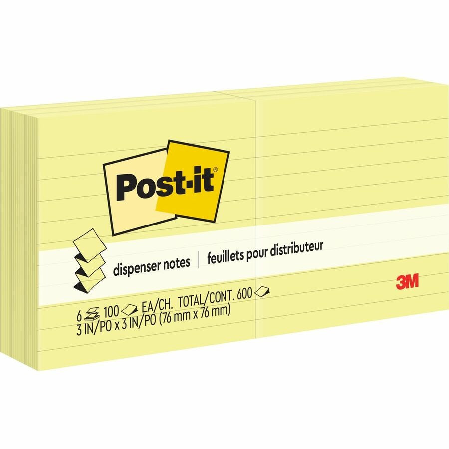 3M 3M MMMR335YW Post-it Dispenser Notes 3 inches x 3 inches 6/Pack MMM R335