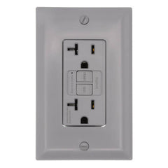 Pass & Seymour 2097-GRY GFCI Receptacle, Duplex, 125 VAC, 20 Amp