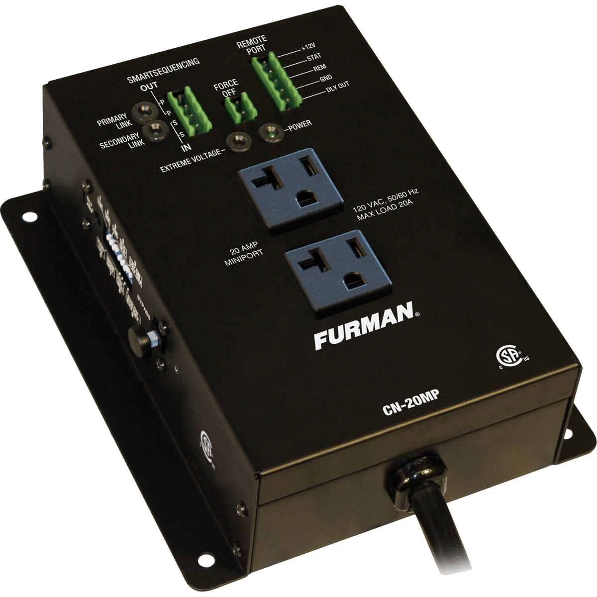 Furman CN-20MP Contractor Series SmartSequencing Remote Duplex with EVS, 20A 120V, Outlets