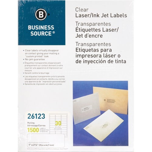 BUSINESS SOURCE Business Source BSN26123 Clear Mailing Labels 1500 Pack