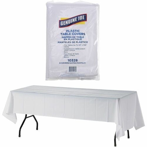 GENUINE JOE Genuine Joe GJO10328 Plastic Table Cover 54x108 6-pack