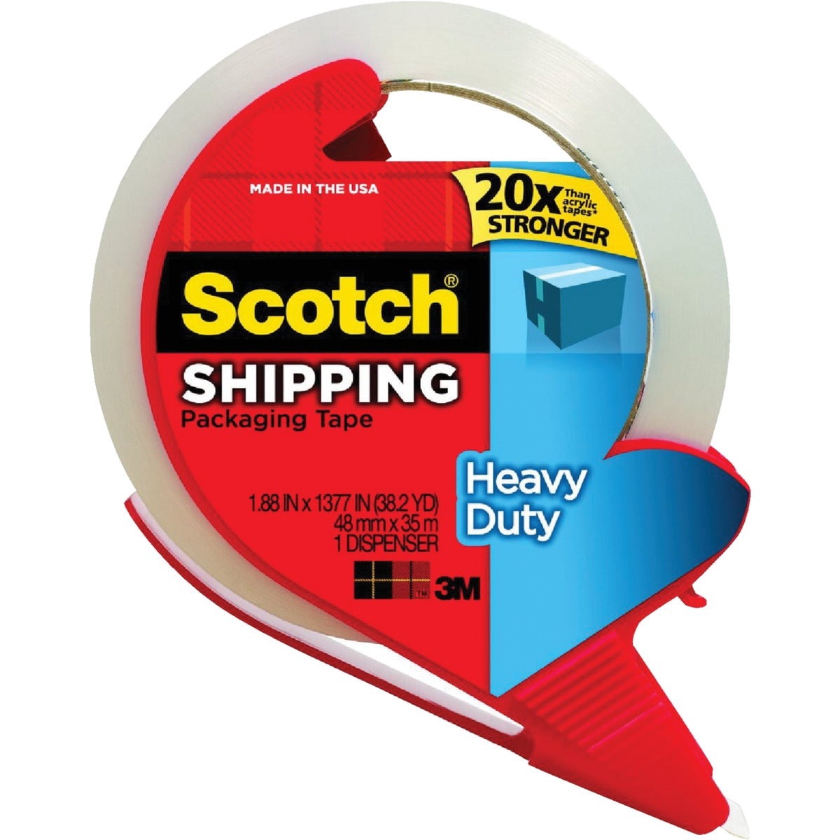 3M 3M 3850S-RD Scotch heavy-duty shipping packaging tape 1.88 in x 38.2 yd with dispenser
