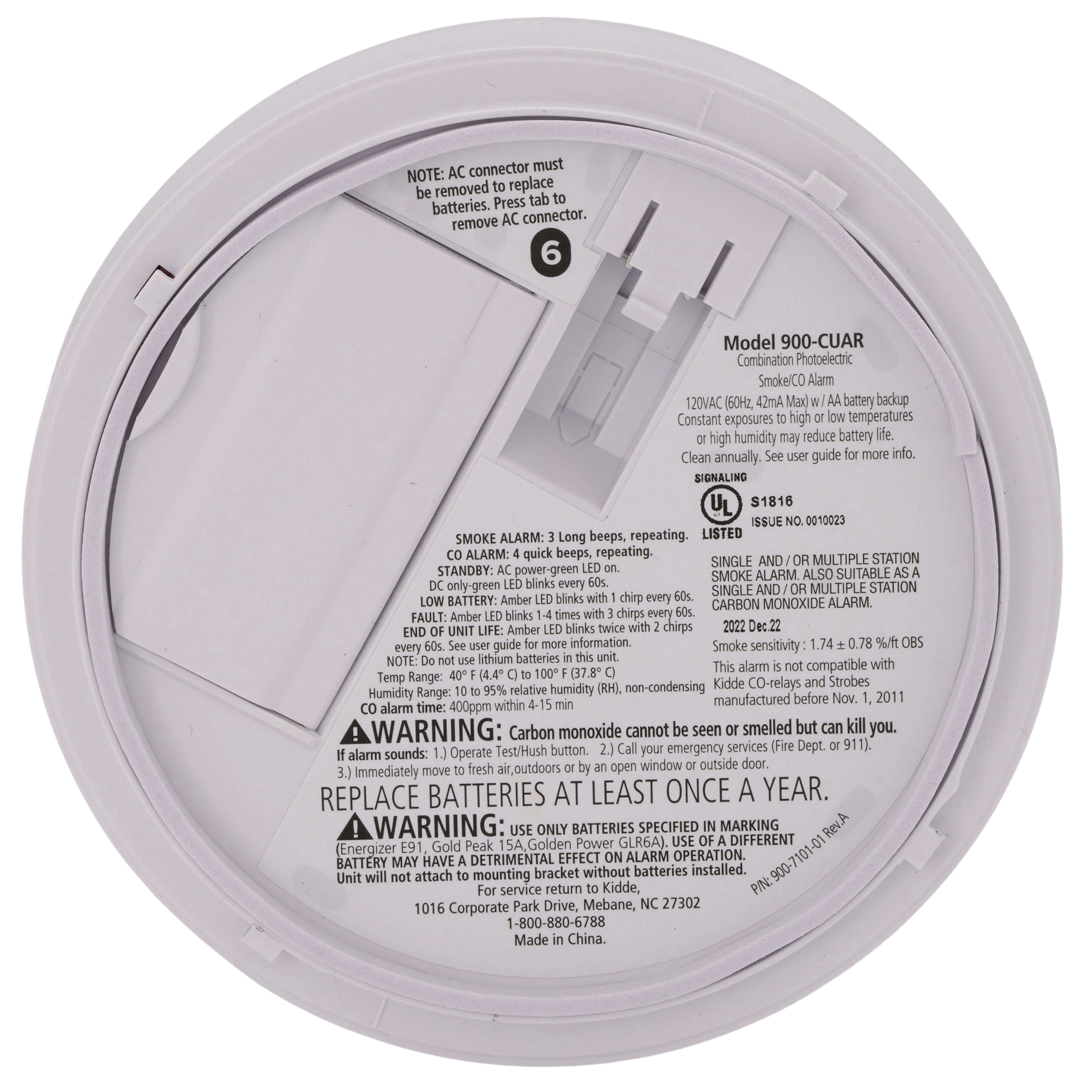 Kidde 21032250 Hardwired Smoke & Carbon Monoxide Detector 120VAC