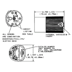 Hubbell Wiring Device-Kellems HBL5469C CONN-NEMA 6-20R 20A 250V REPLACEMENT MPN