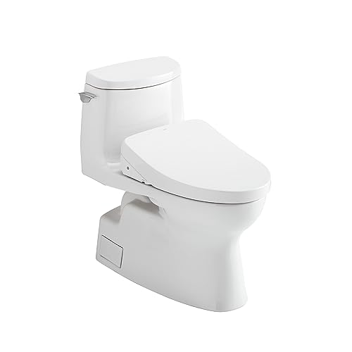 Toto MW6143056CUFGA#01 Washlet+ Carlyle II 1G One-Piece Elongated 1.0 GPF Toilet Auto Flush Washlet S550e Bidet Seat Cotton White