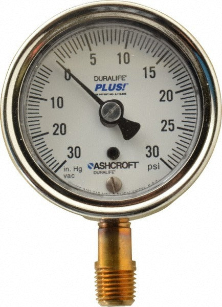 ASHCROFT Ashcroft 94578XLL Pressure Gauge 0-30 Psi 2.5in Lower Mount