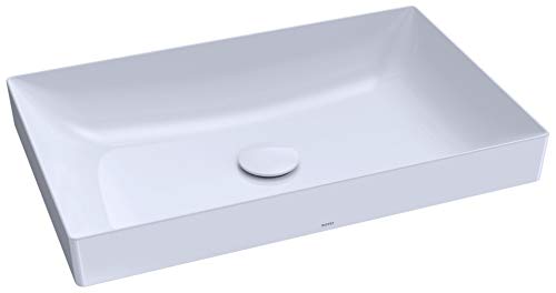 TOTO LT476GR#01 Kiwami Rectangular 23 Vessel Bathroom Sink with CEFIONTECT Cotton White