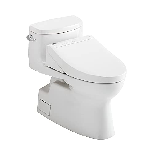 TOTO MW6443084CEFG#01 WASHLET+ Carolina II One-Piece Elongated 1.28 GPF Toilet and C5 Bidet Seat Cotton White