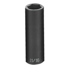 Grey Pneumatic 2022D Impact Socket 1/2 in Drive 11/16 in Socket Size Hex Deep Length