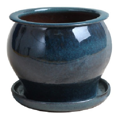 TRENDSPOT Trendspot Inc DB10021-04J Glazed Ceramic Studio Pot Aqua Blue