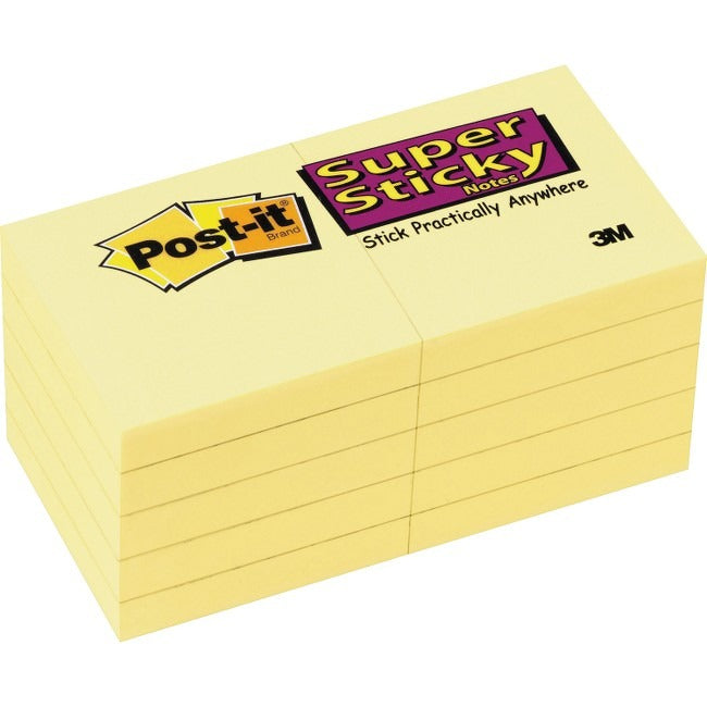 3M 3M MMM62210SSCY Post-it Super Sticky Adhesive Notes 2 x 2 (10 Pads) 622-10SSCY