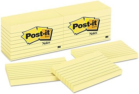 3M 3M MMM635YW Post-it Original Lined Notes (3 x 5, 12 Pack)
