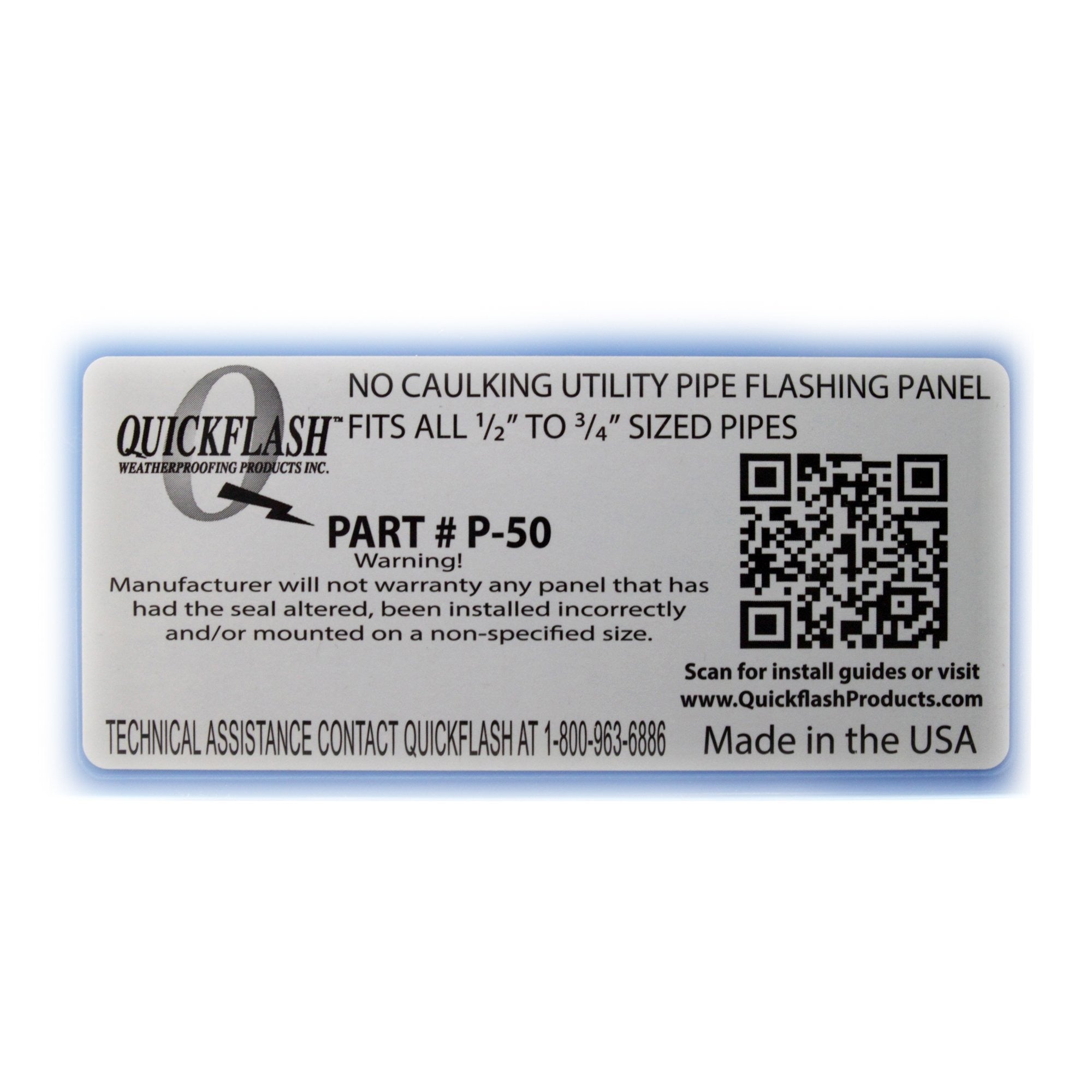 QUICKFLASH Quickflash P-50 Plumbing Gas Hvac Flashing Panel