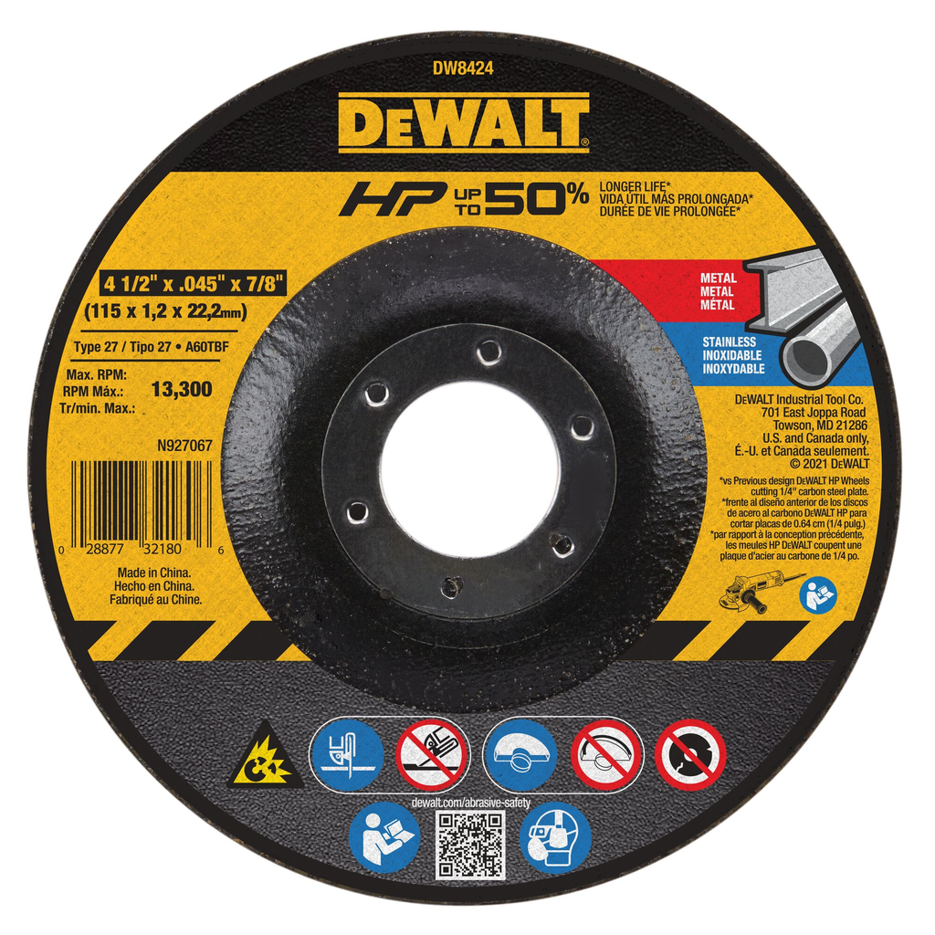 DEWALT DW8424 GRINDING & CUT OFF WHEELS
