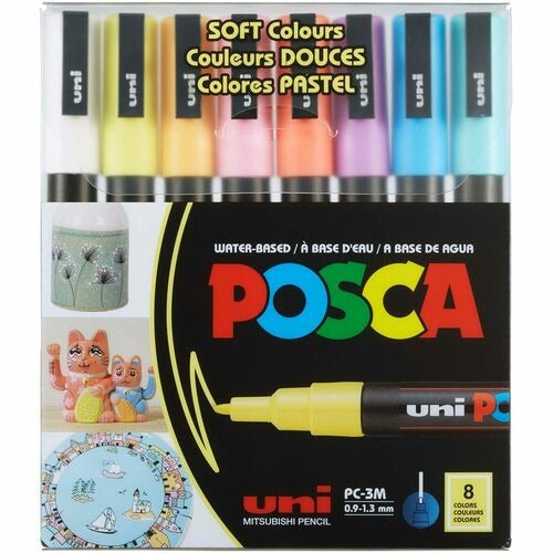 UNI-BALL Uni-ball UBCPC3M8CSOFT Posca PC-5M Paint Markers 8 Pack
