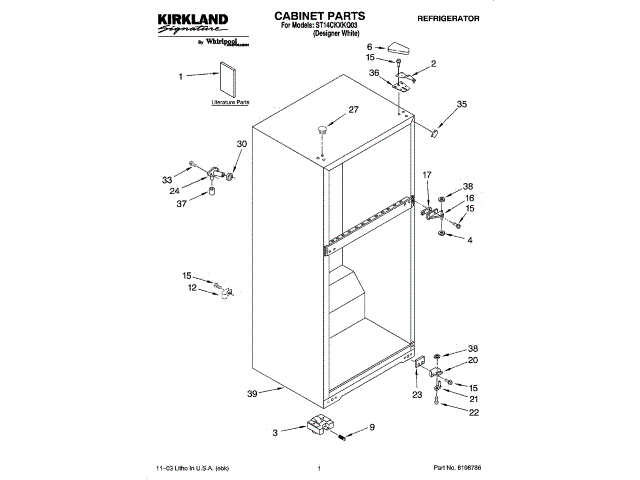 WHIRLPOOL W11169703 WALL BRACKETS & PARTS