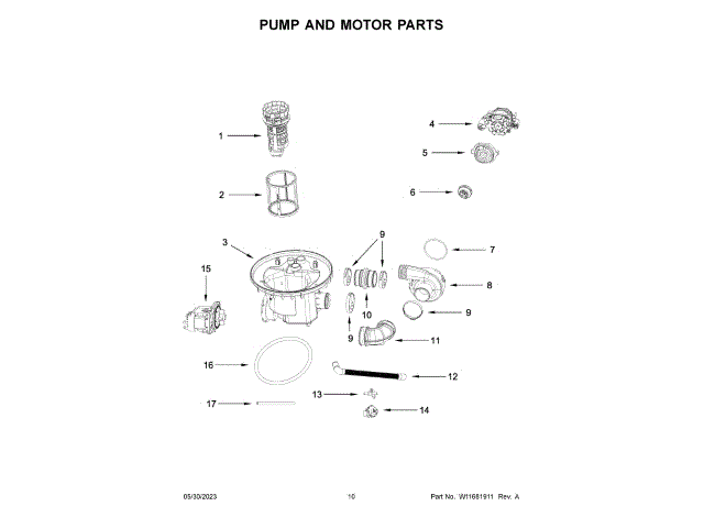 WHIRLPOOL W11226889 BLOWER HOUSING & ASSEMBLIES