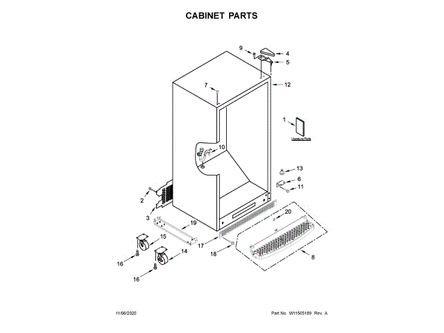 WHIRLPOOL W11316683 MOTOR PARTS