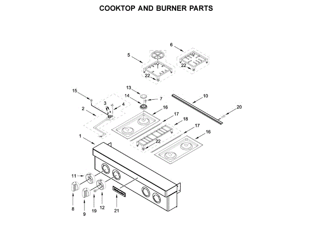 WHIRLPOOL W11380128 BURNERS, GRATES AND RADIANTS