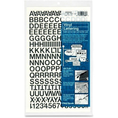 CHARTPAK Chartpak CHA01010 Vinyl Letters Numbers 1/2 Inch 201 Pack