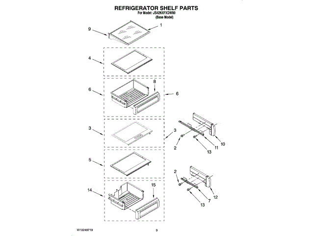 WHIRLPOOL WPW10187535 WALL BRACKETS & PARTS