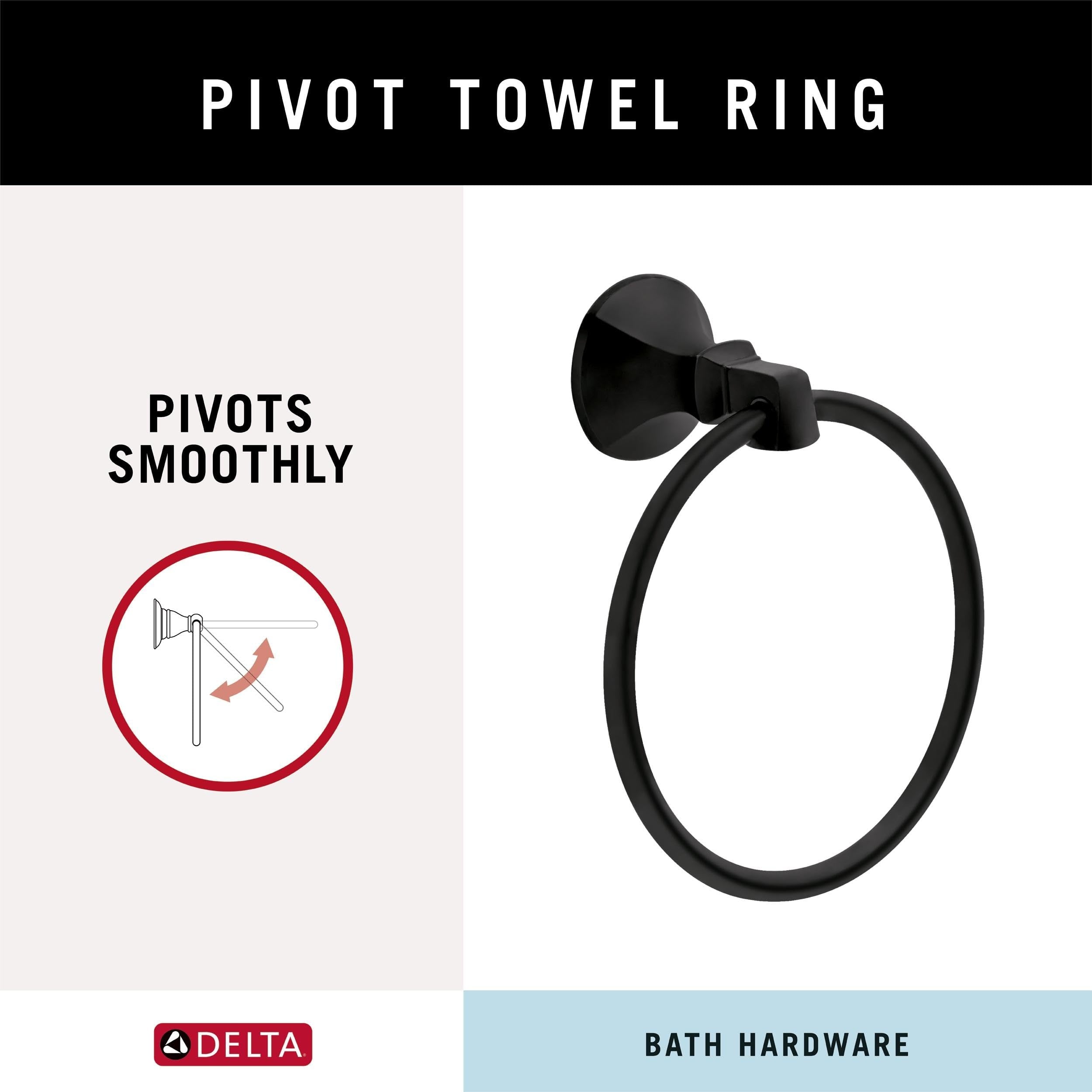 DELTA FAUCET Delta Faucet 76446-BL Towel Ring Matte Black Bathroom