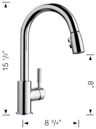 BLANCO Blanco 442065 Single Lever Kit Faucet with Pull-Down Spray 180 degrees