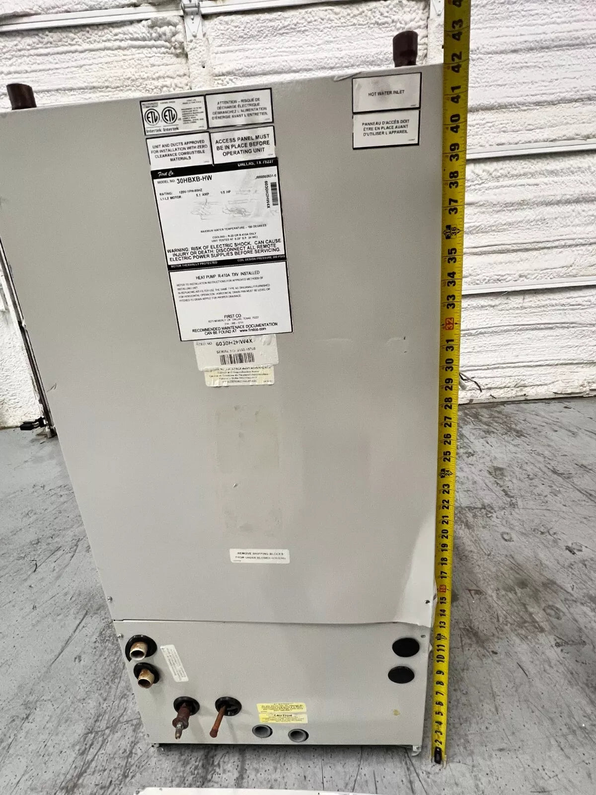 FIRSTCO FIRSTCO F572 Hydronic Air Handler 2.5 Ton
