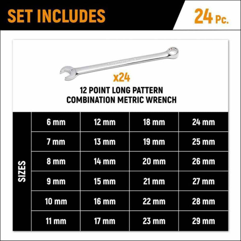 GEARWRENCH Gearwrench GWMSCWL12MM 24-pc Metric Wrench Set 6-29mm