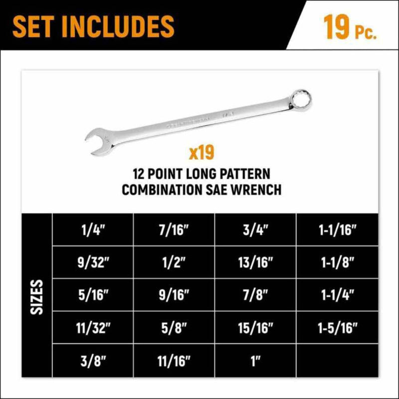 GEARWRENCH Gearwrench GWMSCWL12SAE 19-piece Sae Wrench Set